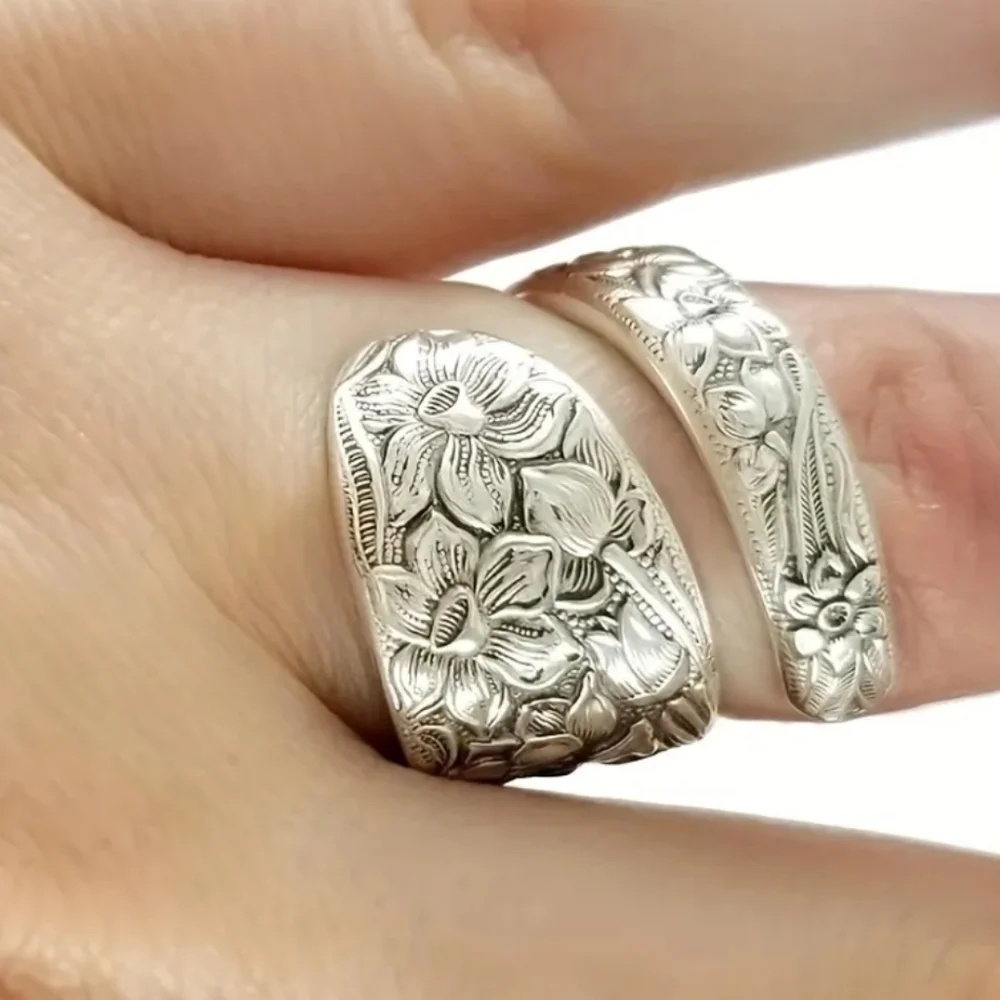 Vintage Spoon Ring Dainty Flower